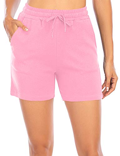 MIDOSOO Soft and Comfy Activewear Lounge Shorts with Pockets and Drawstring for Women Pink Medium