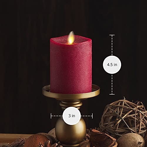 Image of Luminara - Flameless LED Battery Operated Flickering Pillar Candles - Red - Pack of 1-3x4.5 - Realistic Moving Flame Real Wax Indoor /Outdoor Decor