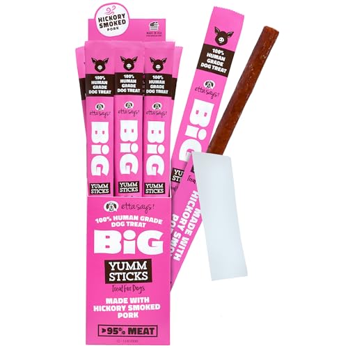 etta says! Big Yumm Sticks - Real Meat Pork Dog Jerky Treats - Human Grade - Made in The USA (12 Count Pack of 1)