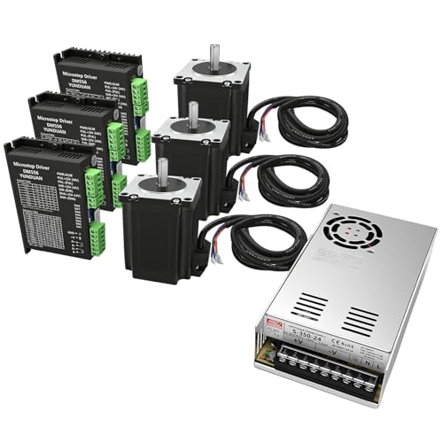 3 Axis with Nema 23 57mm Stepper Motor Kit 1.2Nm 170oz.in 2-Phase 3A DM556 Stepper Motor Driver 350W 24V DC Power Supply Mach3 Control Card for 3D Printer Engraving CNC Controller Kits