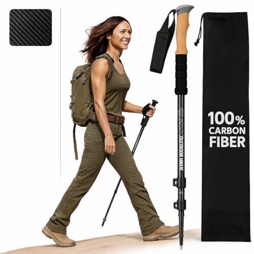 Image of Carbon Pro Trekking Poles - Ultra-Light, Durable, Adjustable Hiking Poles for Men & Women - Telescopic Walking Sticks - Includes Travel Bag & Accessories (1Pcs) (Pack-1)