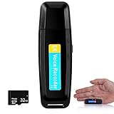 Grabadora de Voz con Forma de Pendrive, Tarjeta de 32 GB de Regalo, grabadora de Voz Oculta Recargable, Mini Dispositivo de grabación de Voz.