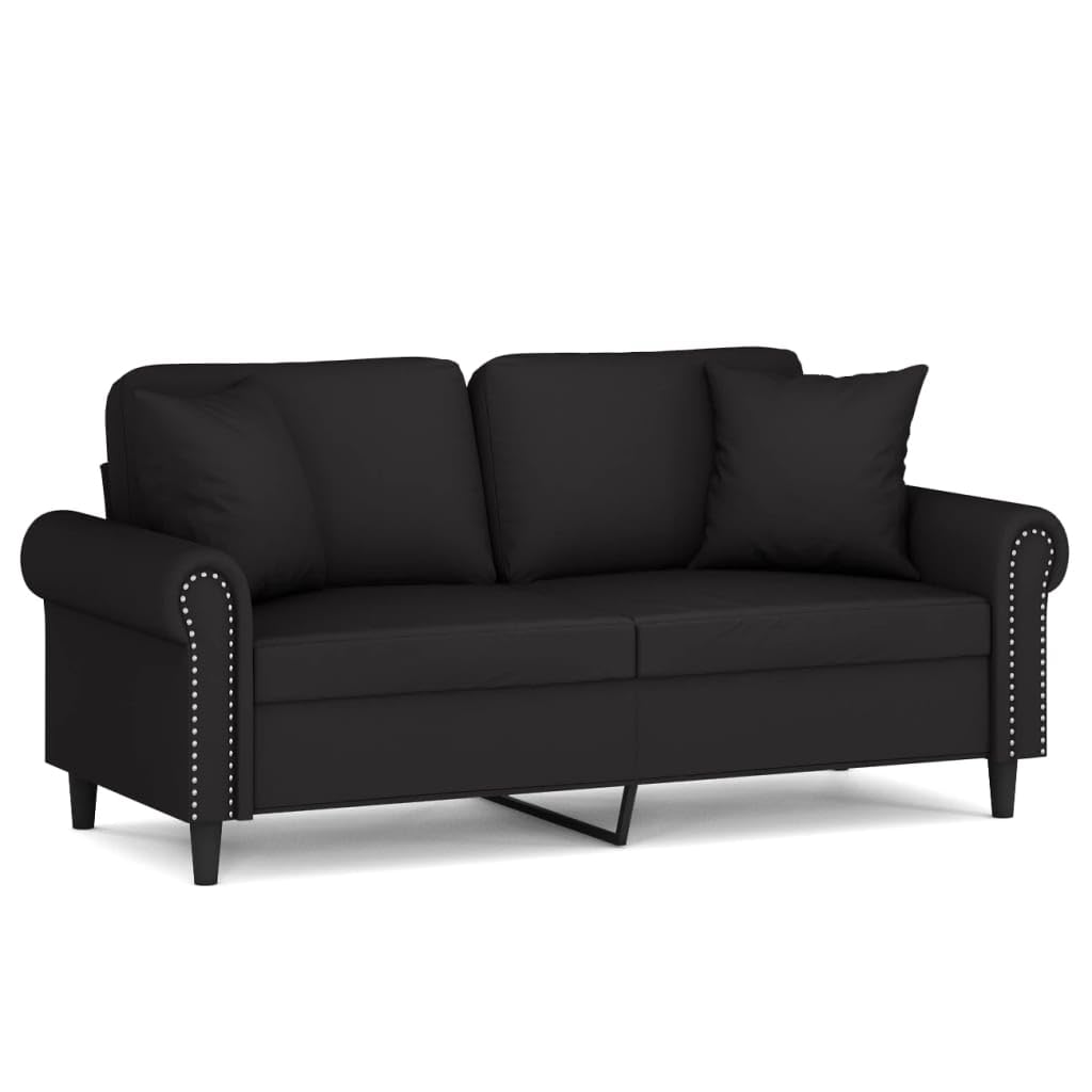 sofás de Dos plazas,Sofa 120 cm,Sofa Cama Dos plazas,Sofá de 2 plazas con Cojines Terciopelo Negro 140 cmAdecuado para salón, Dormitorio