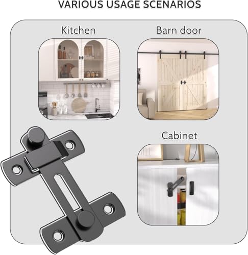 Image of DRUCILA 1pcs Barn Door Latches, Black Stainless Steel barn gate flip Door Latch Bi-fold Door Lock,Sliding Door Antique Lock Gate Latches Wine Cabinet Closet Door Latches.(Black Door Lock)