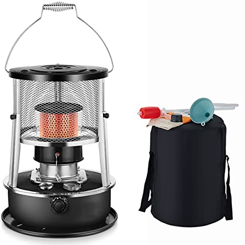 WZSON Estufa Parafina Interior, 9000 BTU/H Estufa De Parafina para Casa, Parafina para Estufas 4.5L, Terraza Cubierta De Campamento Interior Y Exterior,Negro,B