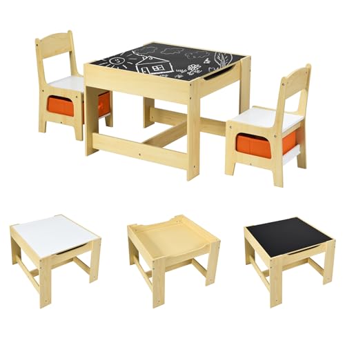 COSTWAY Juego de Mesa y Sillas Infantil, Mesa de Actividades 3 en...