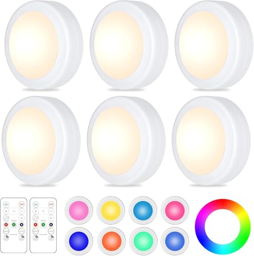 Catálogo para Comprar On-line Luces-despertador del mes. 46 6 Piezas Luz LED Armario, 16 variaciones color Luz de Gabinete con 2 Remoto, Luz Armario, Fuerte Pegada Con Cinta Adhesiva Doble Cara 3M, Ideal para Pasillos, Escaleras, Sótano