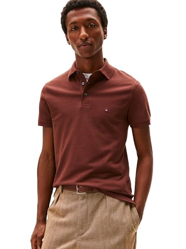 Image of Tommy Hilfiger Men's Short Sleeve Polo Shirts in Slim Fit with Stretch and Organic Pique Cotton