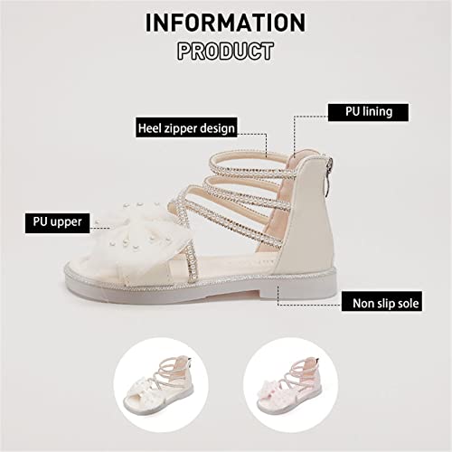 Kids Baby Girls Sandals Fashion Rhinestone Bow Roman Sandals Dress Princess Shoes Little Pink Ballet Shoes Girls (Pink, 9 Toddler)4