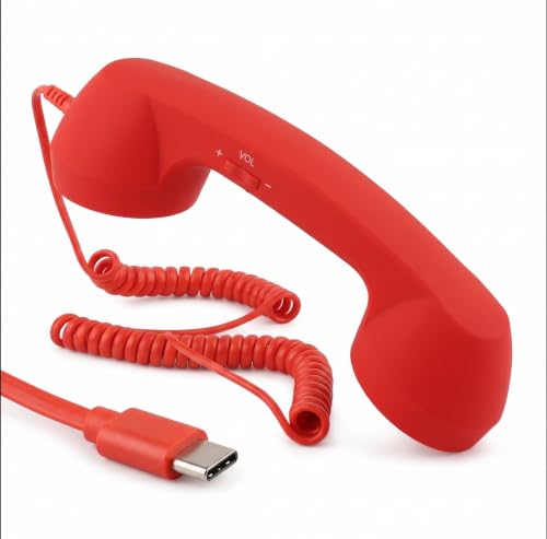 Image of Retro Phone Handset, Vintage Landline Type-C Wired Receiver for Smartphones