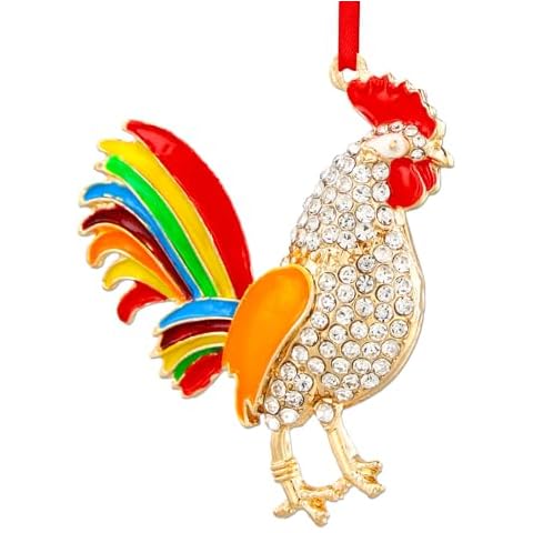 WhatSign Chicken Christmas Ornaments - Metal Chicken Ornaments for Christmas Tree Decorations Farm Animal Chicken Christmas Tree Ornaments Chicken Gifts Decor Keepsake Ornaments Cover