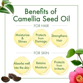 Oshima Tsubaki Camellia seed Oil - English Packaging for US - 100% Pure and Natural, Plant-Based, Single-Ingredient, Moisturizing for Hair, Face, Skin, and Nails, Japanese Beauty - 2.03 fl oz (60ml)