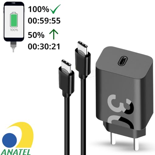 Carregador Turbo 30W Compatível Para Samsung Galaxy Tipo C Rápido S20 S21 S22 S23 S24 Plus A14 A24 A