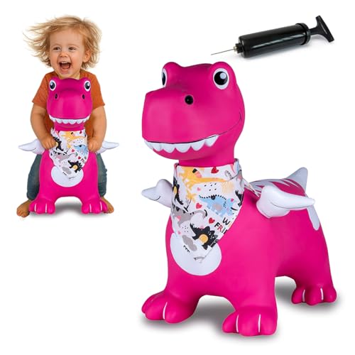 JAMARA 466008 Hüpftier Dino mit Flügel HoppyDoo - Spielzeug für Kinder, Hüpfspielzeug Baby Indoor/Outdoor, Geschenk für Kids, Gartenspielzeug, Pflegeleicht, BPA frei, mit Pumpe