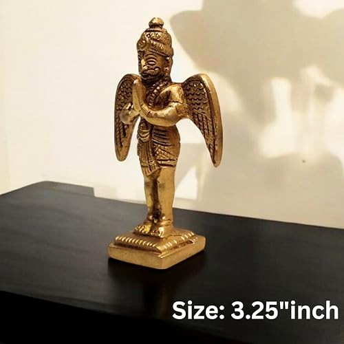 Estatua de Garuda de Latón Hecha a Mano 3.25 pulgadas miniatura 2