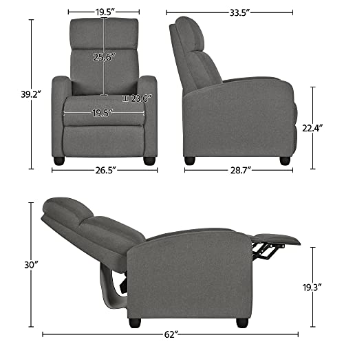 Sillón reclinable de lino gris fácil de armar miniatura 3