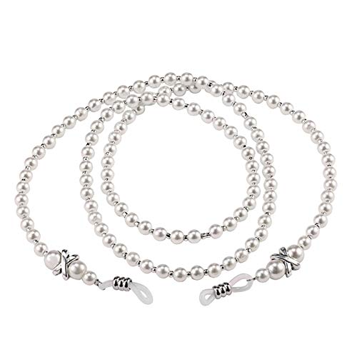2 Stück Brillen Kette kleine weiße Perlen Gläser Halskette Strap und Cords Halter für Lesebrillen Perlen Brillen Cords Brillenband Damen Cover