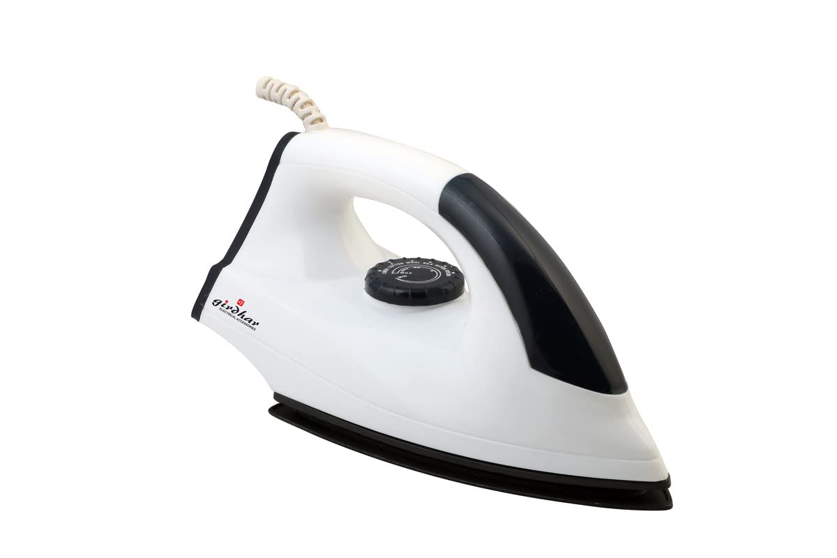 Girdhar 750 watt Light Weight Dry Iron With American Heritage Non Stick Sole Plate, Aerodynamic Design, Easy Grip Temperature Knob & 1 years Warranty (Duster Blue)