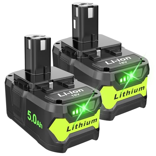 Koedsion 2-Pack 5000mAh Replacement for Ryobi 18V Battery P102, P103, P104, P105, P107, P108, P109, Compatible with Ryobi One+ 18V Cordless Power Tools and Charger