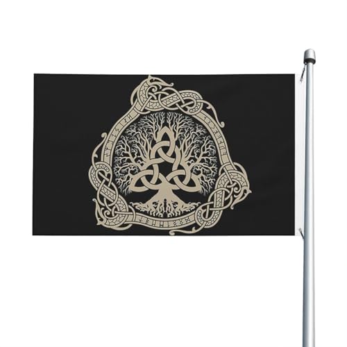 Drapeau Viking Yggdrasil de qualité supérieure, panneau de jardin TuTaTiMANG rigoureux