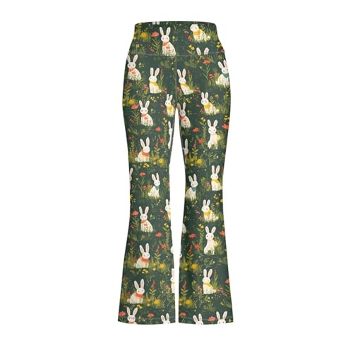 Rabbit Girls Leggings Wide Leg High-Waisted Flared Pants Kids Stylish Casual Bell Bottoms 5-14 Years2