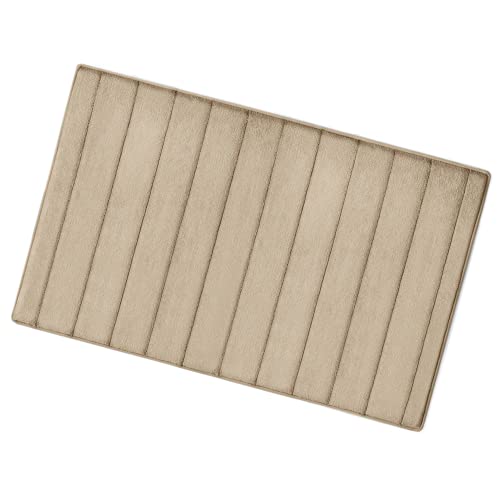 Microdry Quick Dry Memory Foam Bath Mat For Bathroom, Coretex Bathroom Rugs With Griptex Skid-Resistant Base, Ultra Absorbent Bath Mat, Fade & Pilling Resistant, 21X34, Large, Linen #TOP19
