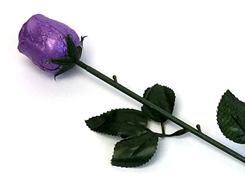 Valentine Gift Purple Foiled Belgian Milk Chocolate Color Splash Long Stem Rose Bouquet - Pack Of 20 #TOP2