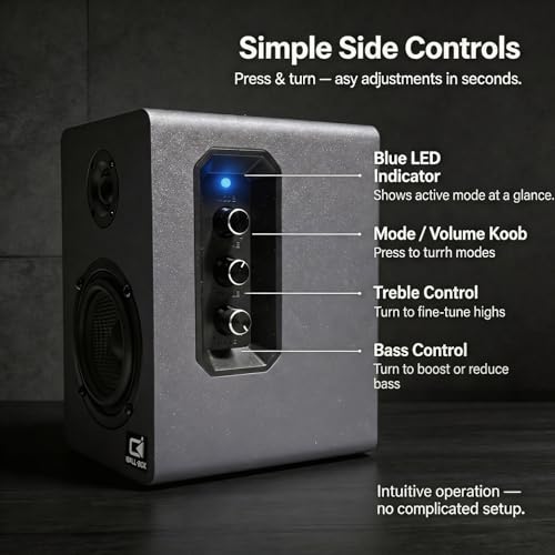 Image of 60W Desk Speakers for PC, Bluetooth 5.3 DSP, 24-Bit Optical, USB-C /AUX, Silk-Dome Tweeter, Carbon-Fiber Driver, for Laptop /Mac /Monitor (Slate Blue)
