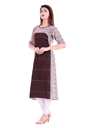 Image of Yash Gallery Women's Cotton Regular Fit A-Line Printed Kurta