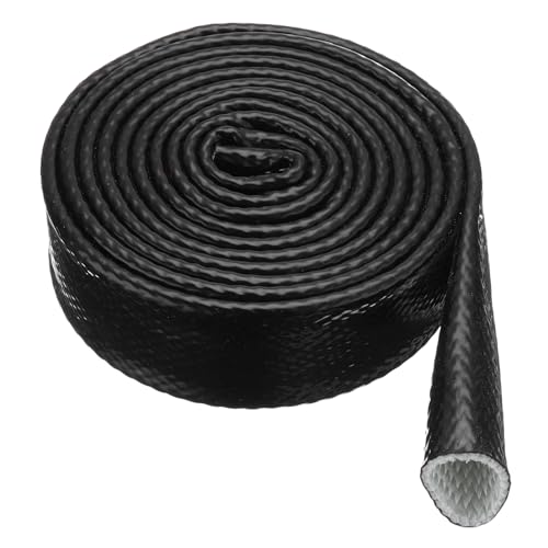 Image of MECCANIXITY 1-3 /16 inch ID 10ft Heat Shielded Fire Sleeve Silicone Coated Fiberglass Tape, for Automotive Hose Lines Wires Electrical Wiring, Black
