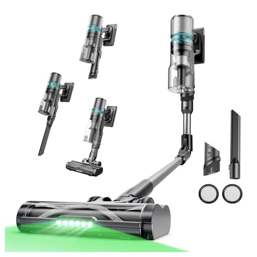 Proscenic P16 Aspirateur Balai sans Fil, 55KPa 65 Mins 550W Aspirateur sans Fil Puissant, Aspirateur Pliable,Technologie GreenEye,Brosse Anti-Emmêlement pour Tapis,Poils Animaux, Sol Dur et Voiture