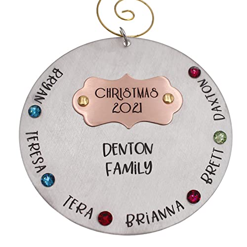 Personalized Family Christmas Tree Ornament Name Birthstone