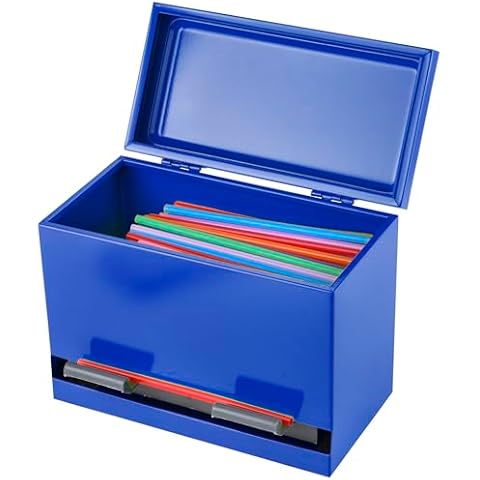 2Fold Stainless Steel Straw Dispenser - Drinking Straw Holder For Bulk Unwrapped Paper and Disposable Plastic Straws - Includes Custom Label Stickers (Blue) Cover