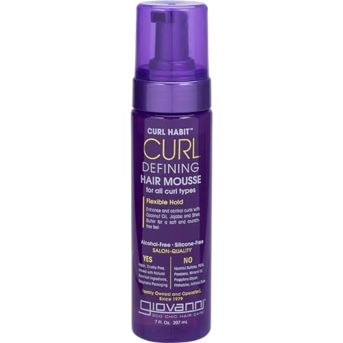 GIOVANNI Curl Defining Hair Mousse - Mousse for Curly Hair, Volumizing Hair Foam for Women & Men, Foaming Texture for Curls & Wavy Hair, Alcohol Free, Defining & Enhancing - 7 Fl Oz (Pack of 1)