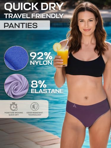 Image of Balanced Tech Moisture Wicking Underwear for Women, Seamless Workout Hipster Brief Bikini Panties