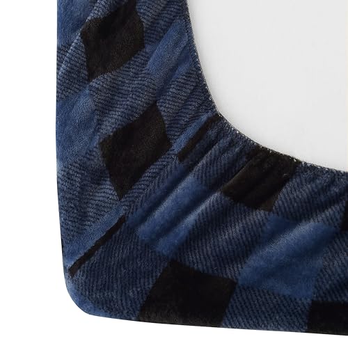 Elegant Comfort Luxuriously Soft 4-Piece Velvet Plush Flannel Sheet Set - Premium Quality - Cozy Warm, Anti-Static, Non Pilling Fuzzy Velvet Flannel Fleece Deep Pocket Sheet Set - Full, Buffalo Blue