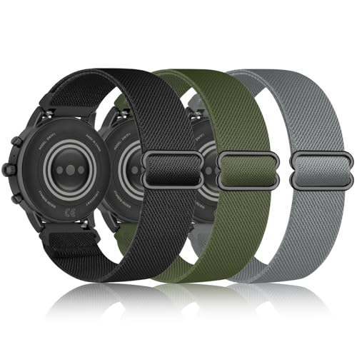Koazon 3 Pack Stretchy Nylon Watch Bands Compatible with Tozo S5/S3 Smartwatch,22mm Loop Elastic Fabric Breathable Adjustable Sport Quick Release Strap for CMF Watch Pro/Pro 2 Women Men