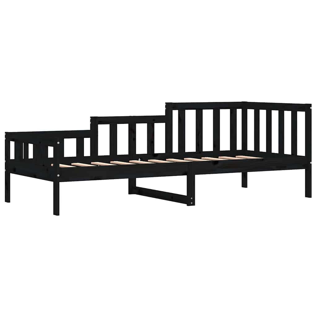 Sofa rozkładana bez materaca z litego drewna sosnowego czarnego 80x200 cm