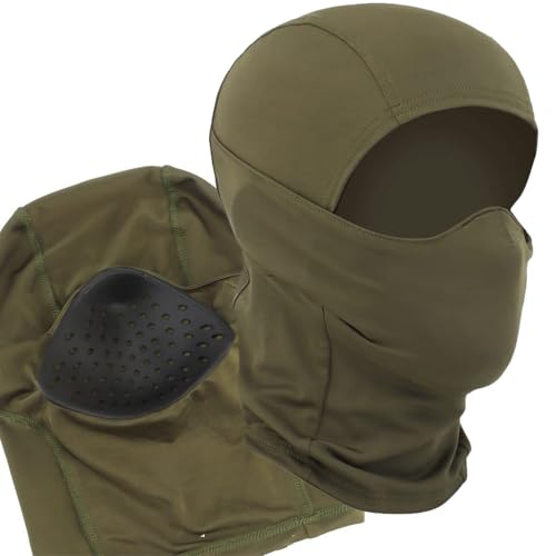 YChoolco 通気性のあるタクティカルバラクラバ ? Gen 2 シリコンフルフェイスマスク、忍者スタイルのヘッドギアとヘルメットライナー、アウトドアとエアソフト保護用(Green)