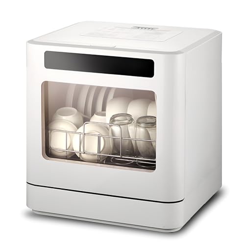 Lavavajillas portátil de encimera, mini lavavajillas totalmente automático con tanque de agua incorporado, 4 programas de lavado, pulverización de 360° y secado con aire caliente para apartamento