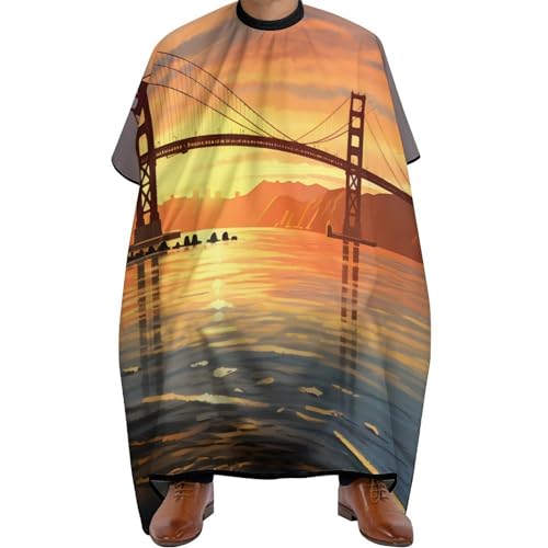 Golden Gate Bridge San Francisco Califonia Hair Cutting Cape for Men Women Waterproof Barber Cape Adjustable Salon Haircut Capes
