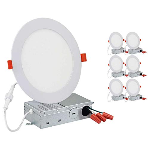70% Off Everything DUNZHITECH 6 Pack 6 Inch Ultra Thin Led Recessed Lights 12W=110W 840LM 5000K Daylight LED Wet Location Ceiling Slim Downlight Dimmable Airtight Junction Box Canless IC Rated White ETL & Energy Star