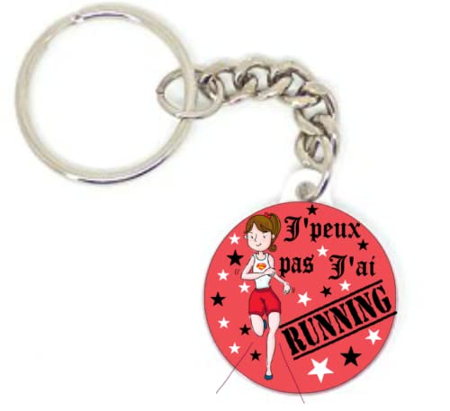 Porte clé badge J'PEUX PAS J'AI RUNNING idée cadeaux ORIGINAL PERSONNALISATION