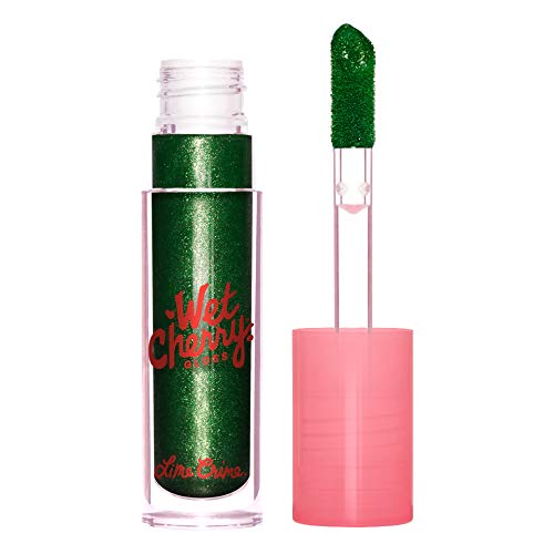 Lime Crime Wet Cherry Lip Gloss, Monster - Serpentina Green Sparkle - High Shine, Non-Sticky Gloss - Cherry Scent - Lightweight Ultra Glossy Sheen - Won't Bleed or Crease - Vegan - 0.1 fl oz