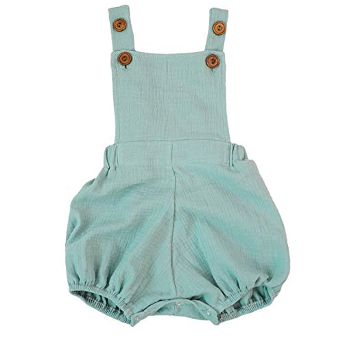 Luckikikids Baby Boy Romper Organic Cotton Double Gauze Toddler Kids Boutique Clothes 0 3 6 9M Jumpsuit (Green, L(18-24M))