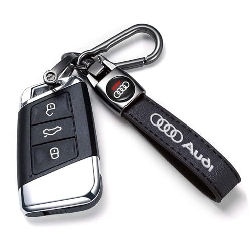 Image of YUIQIEUY Genuine Leather Car Keychain Key Chains Ring Accessories for Man and Woman Family Present Black