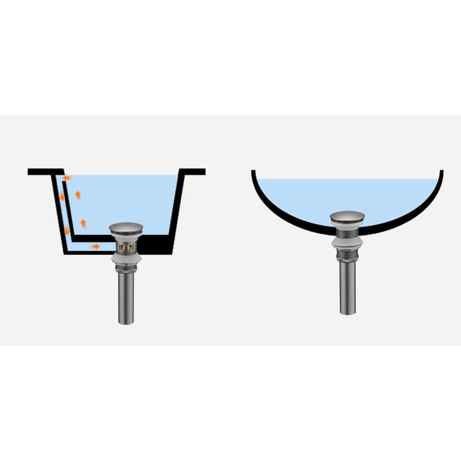 Piletta Di Scarico Lavabo Universale G1 1/4“,Canna Di Fucile,Piletta Lavabo Bagno Click Clack,Tutto Rame Anticorrosione,Scolapiatti A Rimbalzo Con Cestello,grigio Canna Di Fucile B