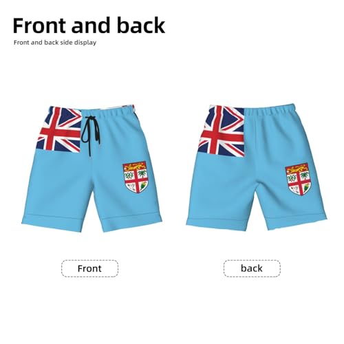 Fiji Flag Youth Beach Pants, Soft and Breathable, with Drawstring Waist, Suitable for Sports and Leisure.2