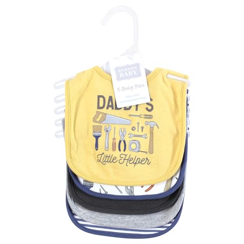 Image of Hudson Baby Infant Boy Cotton Bibs, Construction Work, One Size