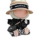 Clothes for 17cm Doll(No Doll) – Cute 4-Piece Straw Hat, PU Leather Jacket&Houndstooth Shorts Outfit with Chain Bag,Chic Fashion Accessories Set Compatible with 17cm Collectible Art-Toy Figures